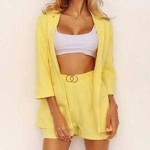 Yellow blazer and short set